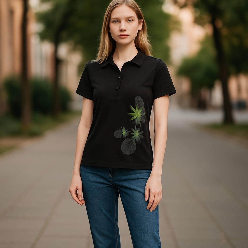The North Face Black Button Down Shirt with Leaf Design